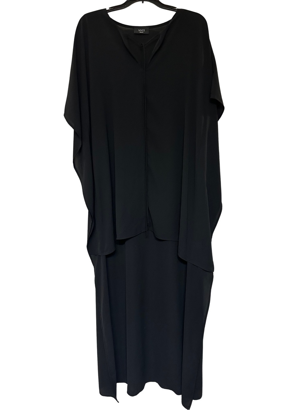 VICI Black Batwing Sleeve Caftan Dress V-Neck Tie Front Fits S-L Boho